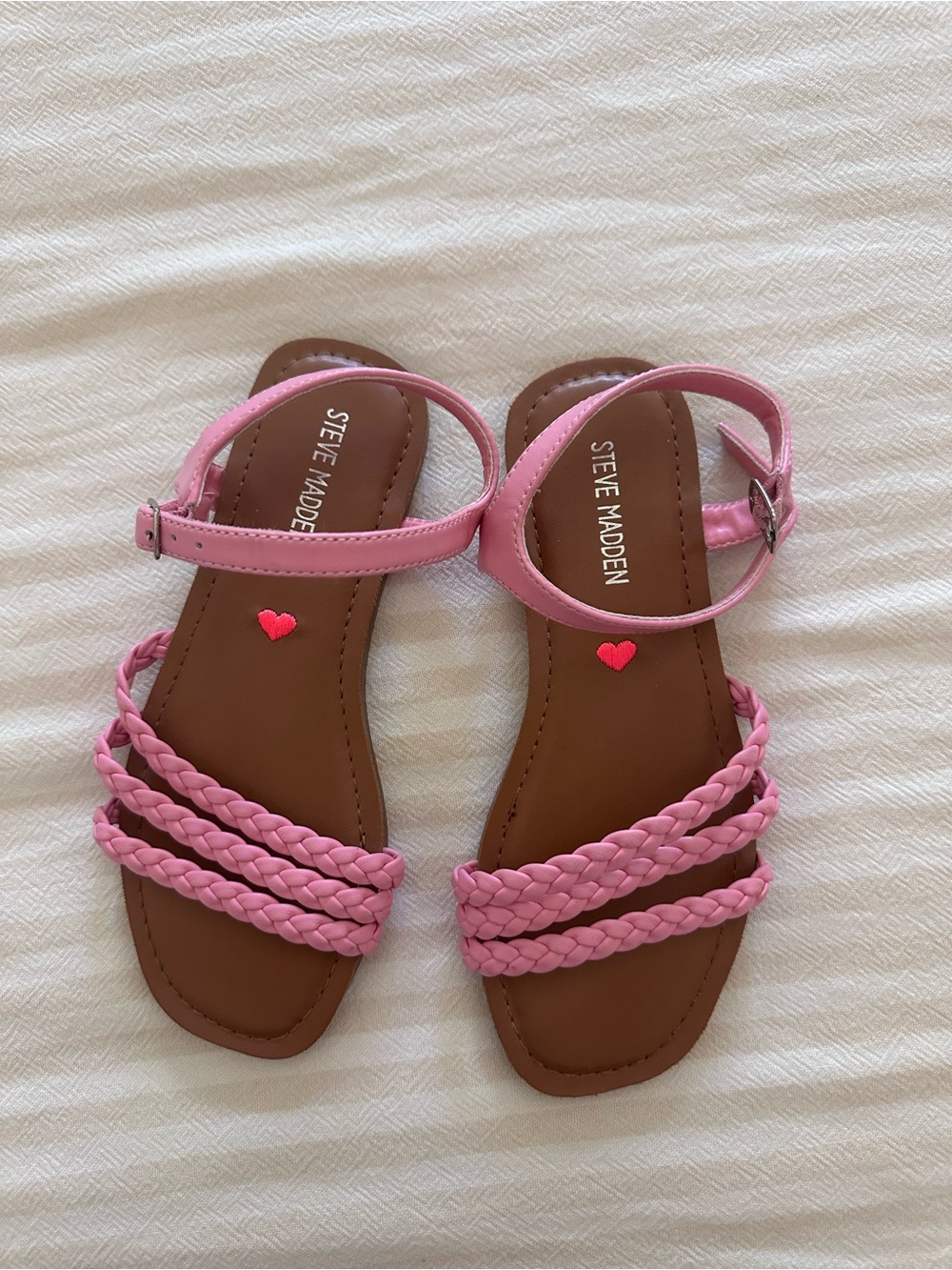 Steve Madden Pink Braided Ankle-Strap Sandals